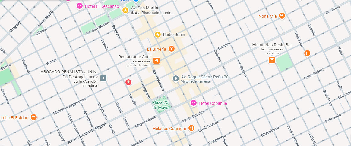 Map of Junin, Buenos Aires showing law firm location